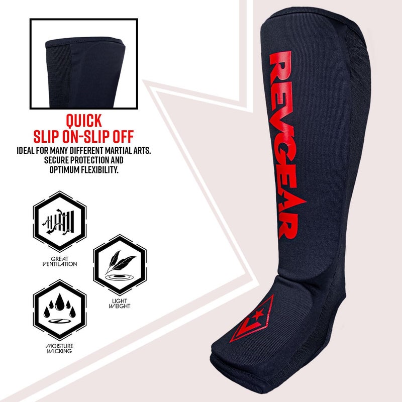 Revgear Dominator Muay Thai Shin Guard, MMA Shin Guard, Kickboxing Shin Guard, Cloth Shin Guard with Instep Strong Protection, Lightweight Durable for All Levels - Image 2